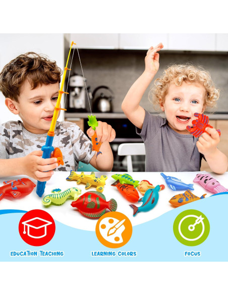Juego de Juguetes de Pesca Magnética Kiditos 46 PCS para Baño Juego de Juguetes de Pesca Magnética Kiditos 46 PCS para Baño