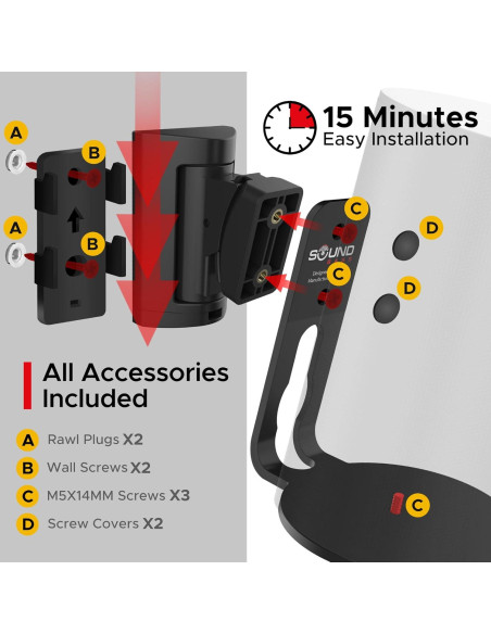 Soporte de Pared Soundbass E100 para Sonos ERA 100, Negro, Doble Soporte de Pared Soundbass E100 para Sonos ERA 100, Negro, Doble