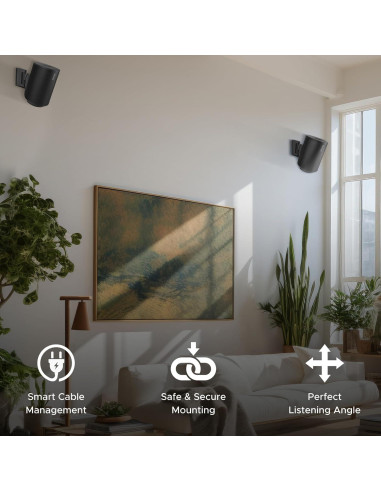 Soporte de Pared Soundbass E100 para Sonos ERA 100, Negro, Doble