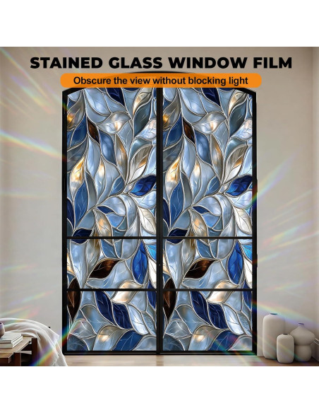 Película de Privacidad Floral BVBOX 44.5x100.2cm PVC UV Película de Privacidad Floral BVBOX 44.5x100.2cm PVC UV