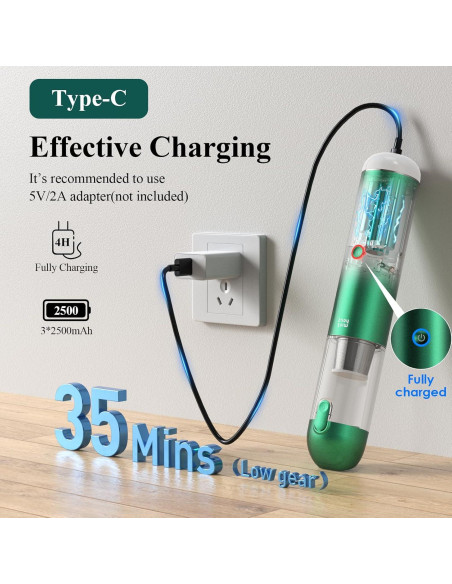 Aspiradora de Mano Inalámbrica Minthouz 17000Pa 120W Azul Aspiradora de Mano Inalámbrica Minthouz 17000Pa 120W Azul