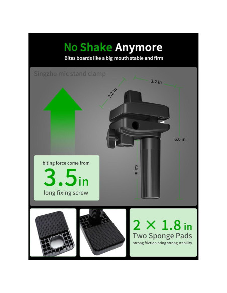 Soporte de Abrazadera de Escritorio Singzhu para Micrófono Negro