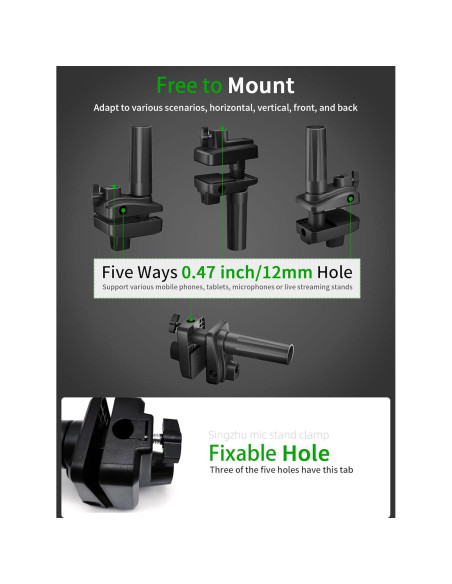 Soporte de Abrazadera de Escritorio Singzhu para Micrófono Negro