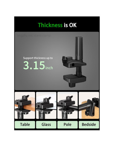 Soporte de Abrazadera de Escritorio Singzhu para Micrófono Negro