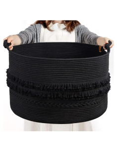 Canasta Grande de Almacenamiento CherryNow 83L Algodón Negro