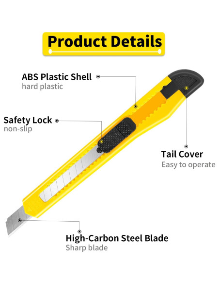 Cuchillos Utilitarios Retráctiles DIYSELF - Paquete de 8, 9mm