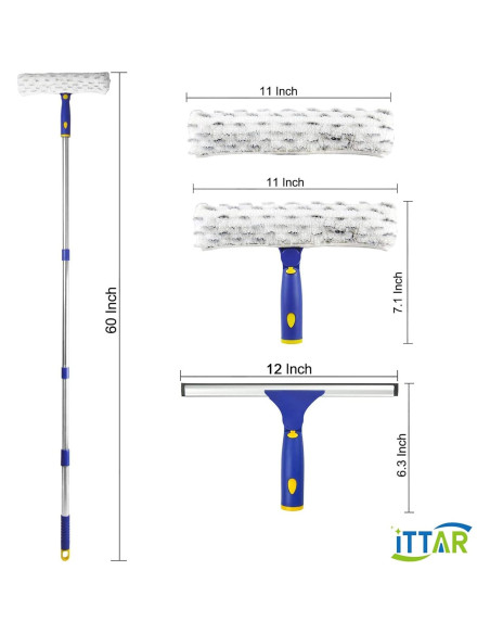 Kit de Limpieza de Ventanas ITTAR con Poste Telescópico 152.4 cm