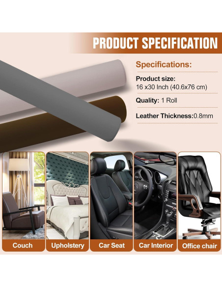 Cinta de Parche Autoadhesiva ILOFRI 40x75 cm Cuero Vinilo Negro