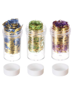 Copos de Hoja de Oro MECCANIXITY 18g 3 Botellas Azul Verde Púrpura