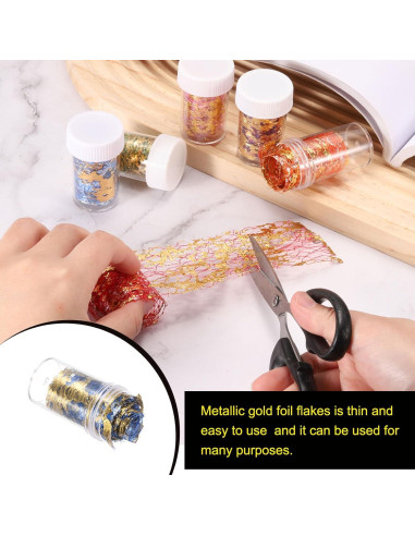 Copos de Hoja de Oro MECCANIXITY 18g 3 Botellas Azul Verde Púrpura