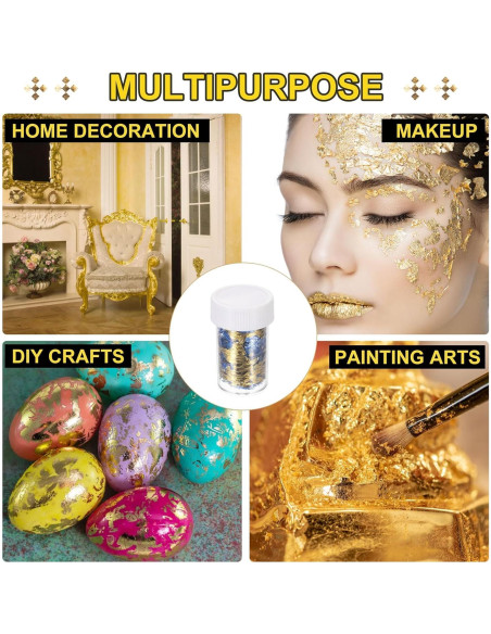 Copos de Hoja de Oro MECCANIXITY 18g 3 Botellas Azul Verde Púrpura