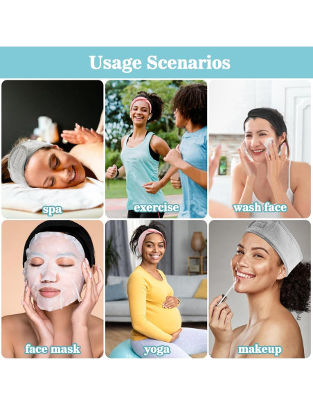 Diadema Facial de Spa YYZ - 3PCS Microfibra Ajustable