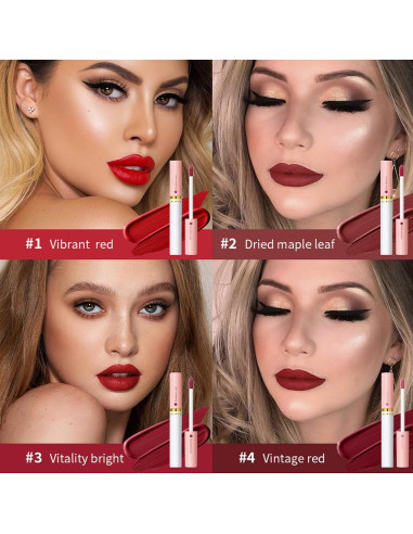 Kit de Labial Líquido Mate MEICOLY - 4 Colores Impermeables