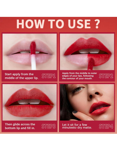 Kit de Labial Líquido Mate MEICOLY - 4 Colores Impermeables