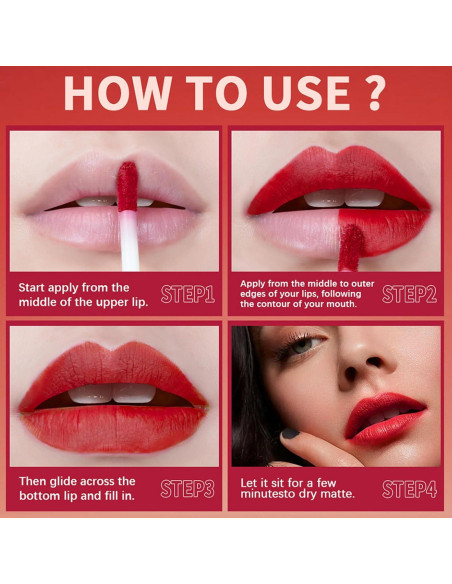 Kit de Labial Líquido Mate MEICOLY - 4 Colores Impermeables