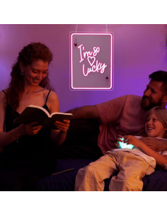 Luz de Neón Rosa LED Soy Tan Afortunado para Decoración 2