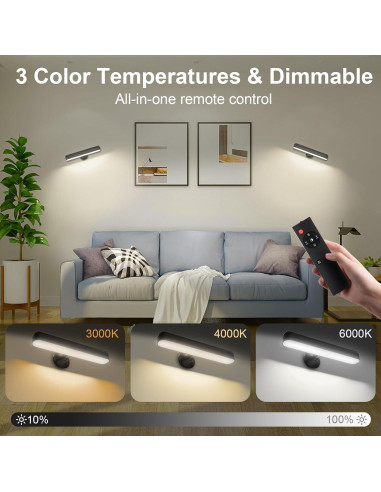 Aplique de Pared LED Recargable Llamau 7500mAh Negro