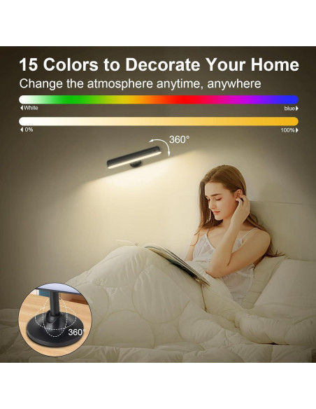 Aplique de Pared LED Recargable Llamau 7500mAh Negro