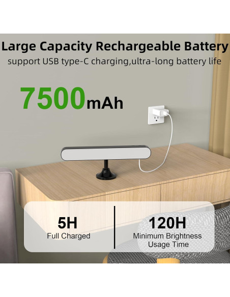 Aplique de Pared LED Recargable Llamau 7500mAh Negro