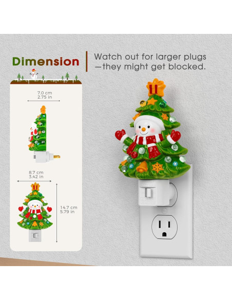 Luz Nocturna Enchufable Briignite Muñeco de Nieve 3000K