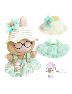 Conjunto de Ropa Kawaii para Muñecas 17cm - Vestido Floral Verde