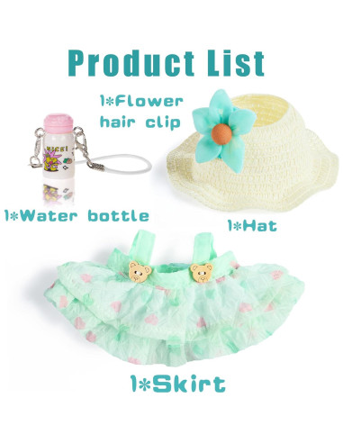 Conjunto de Ropa Kawaii para Muñecas 17cm - Vestido Floral Verde