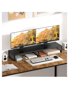 Soporte para Monitor Doble Gugsey, Ergonomía y Organización, Negro