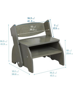 Taburete y Silla Plegable ECR4Kids para Niños - Lavado Gris 2