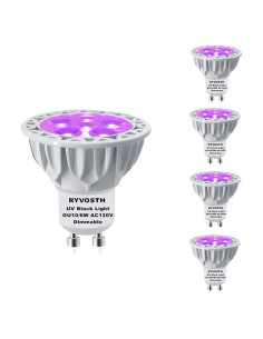 Paquete de 4 Bombillas LED Luz Negra RYVOSTH GU10 6W UVA