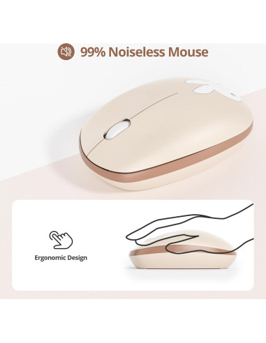 Conjunto Teclado y Ratón Inalámbricos Beige Retro 2.4GHz