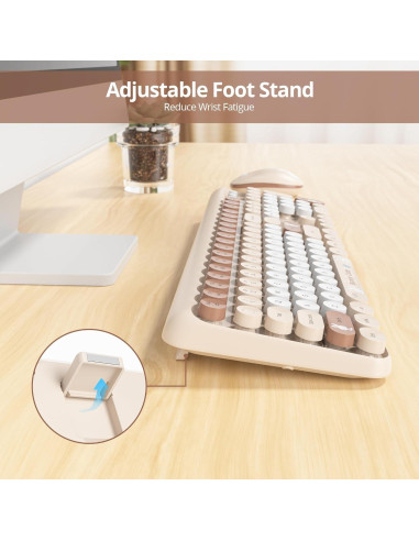 Conjunto Teclado y Ratón Inalámbricos Beige Retro 2.4GHz