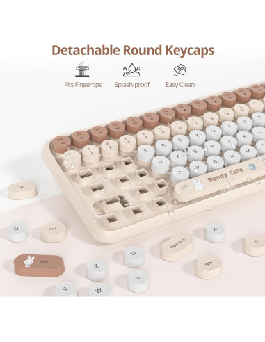 Conjunto Teclado y Ratón Inalámbricos Beige Retro 2.4GHz