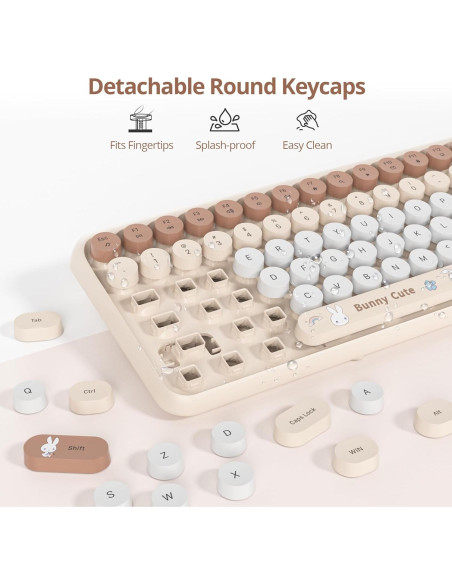 Conjunto Teclado y Ratón Inalámbricos Beige Retro 2.4GHz Conjunto Teclado y Ratón Inalámbricos Beige Retro 2.4GHz