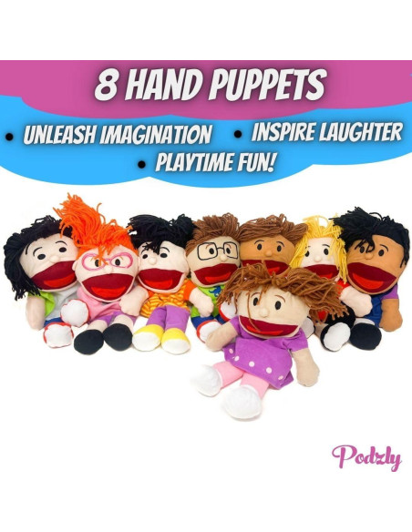 Conjunto de 8 Marionetas de Mano Multiculturales Podzly