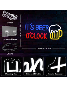 Cartel Neón 'Es Hora de Cerveza' LED Regulable Gyaksjm 36.83x16.26cm 2
