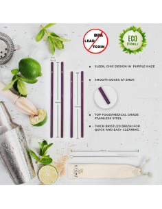 Juego de Popotes Reutilizables Stemz Ware Acero Inoxidable 4 Pzas 2