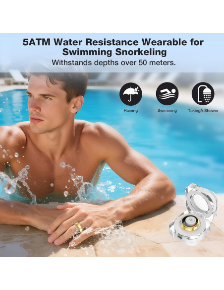 Anillo Inteligente de Salud Oro 8 - Monitoreo Sueño y Frecuencia Cardíaca