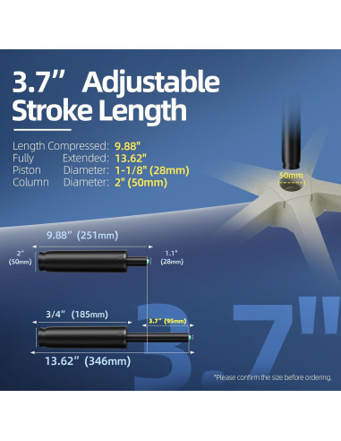 Cilindro de Gas MASTERY MART para Silla de Oficina 4" Negro