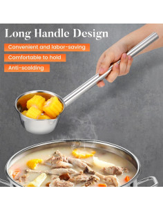 Cucharón de Acero Inoxidable PRETYZOOM 47x12 cm para Cocina 2