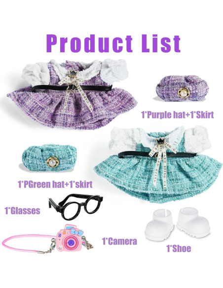 2 Conjuntos de Ropa Kawaii dollbie para Muñecas 17cm