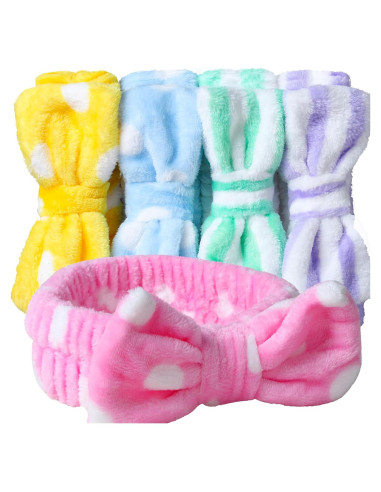 Diademas de Maquillaje Teenitor 5 Piezas Microfibra Colorida