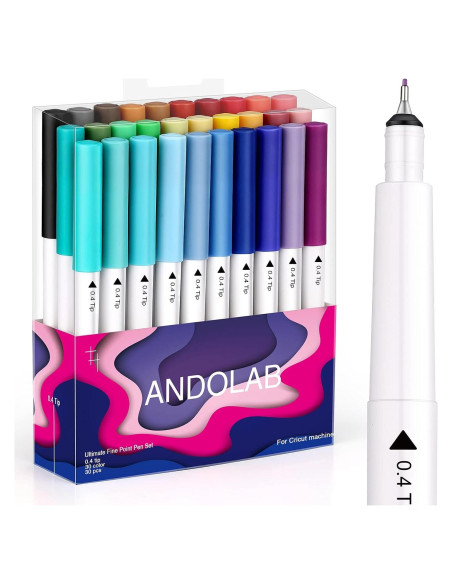 Juego de Plumas de Punta Fina ANDOLAB 0.4mm - 30 Colores