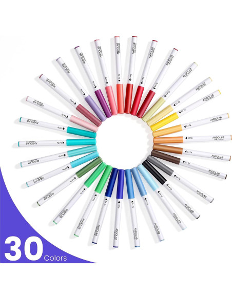 Juego de Plumas de Punta Fina ANDOLAB 0.4mm - 30 Colores