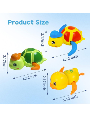 Juguetes de baño Cuterabit - Tortugas y Pato Nadadores