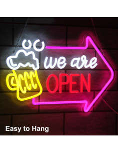 Señal de Neón Abierto Kullneon con Flecha 42x30 cm 2