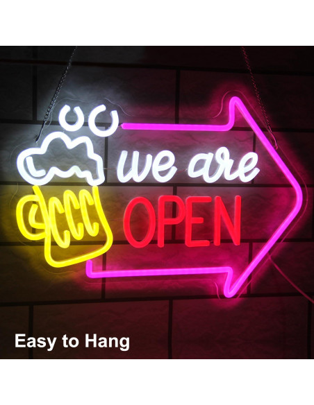 Señal de Neón Abierto Kullneon con Flecha 42x30 cm