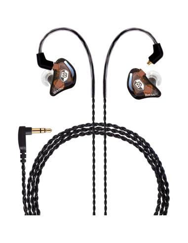 Auriculares In-Ear BASN BC100 Marrón, Duales Dinámicos, Aislamiento