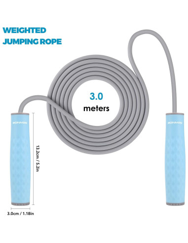 Cuerda de Salto con Peso 1LB BONMIXC Ajustable 3m