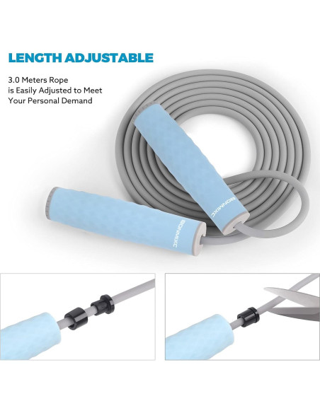 Cuerda de Salto con Peso 1LB BONMIXC Ajustable 3m