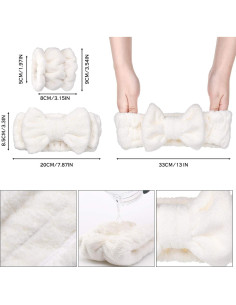 Chuangdi Set de 4 Piezas Banda de Microfibra y Muñequera Blanca 2